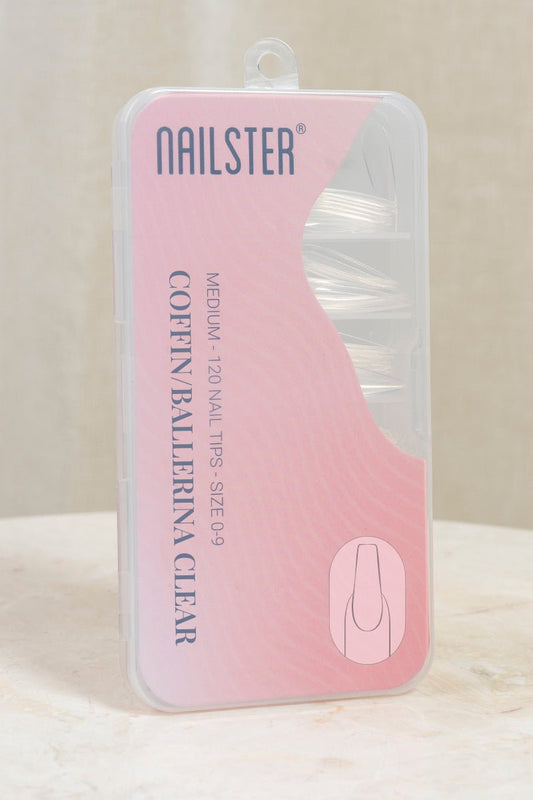 Coffin/Ballerina Medium Clear Tipper (120 stk) | Nailster Norway