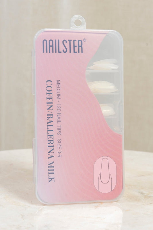 Coffin/Ballerina Medium Milk Tipper (120 stk) | Nailster Norway