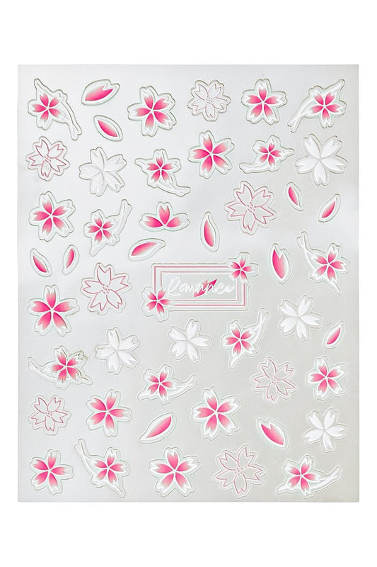 Pink/white flowers - 3D Sticker | Nailster Norway