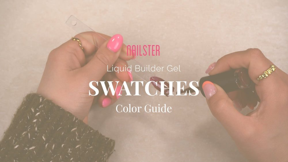 Liquid Builder Gel swatches - Nailster Norway