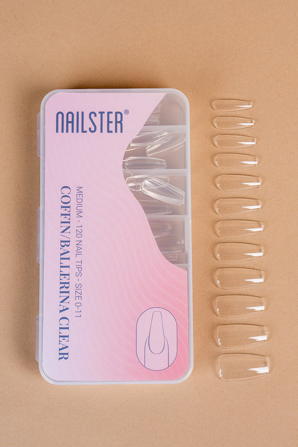 5 x Coffin/Ballerina Medium Clear tipper