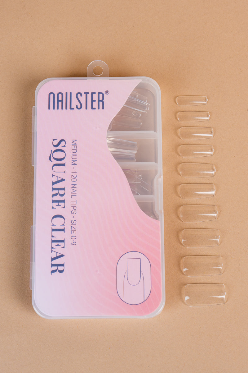 5 x Square Medium Clear Tipper