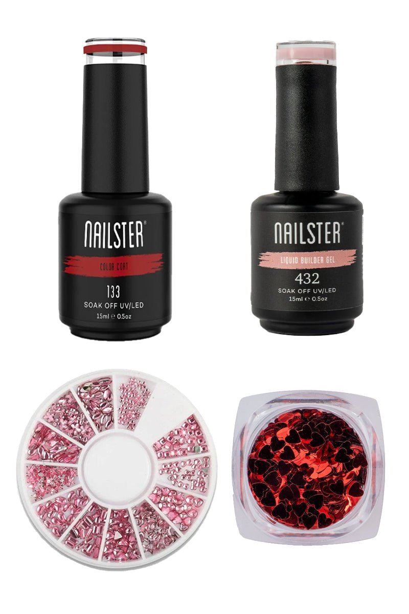 French Glitter Hearts