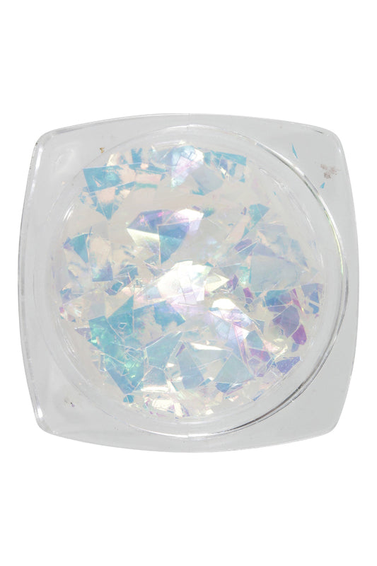 Glas Flake White/Blue Glitter
